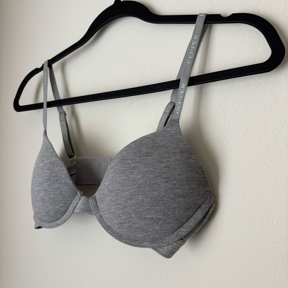 Pepper Supima Cotton Lift Up Bra in Heather Grey Size 34A Underwire Padded - Picture 3 of 15